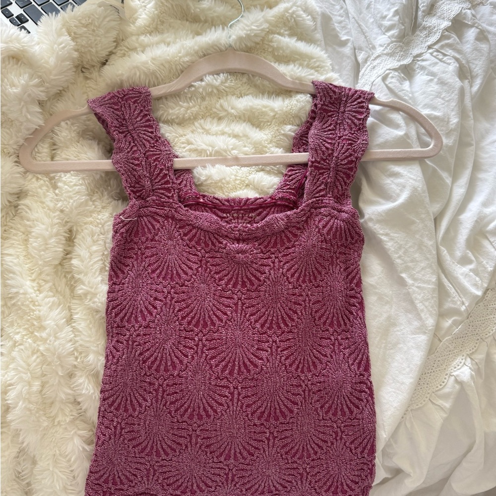 Free People Textured Mauve Tank Top